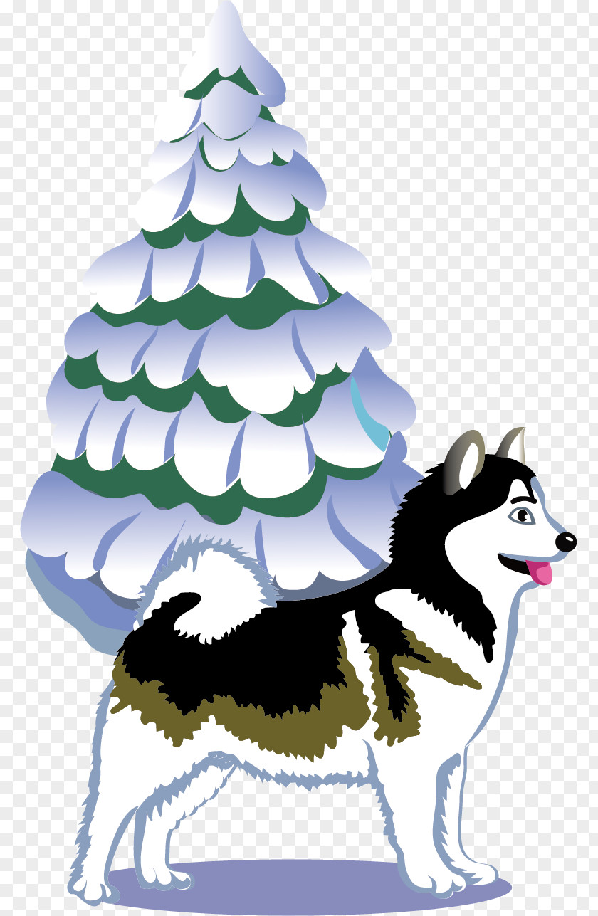 Puppy Winter Pine Material Snow Euclidean Vector PNG