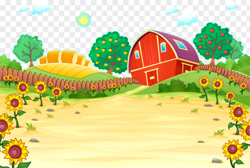 Red House Farm Cartoon Royalty-free Illustration PNG