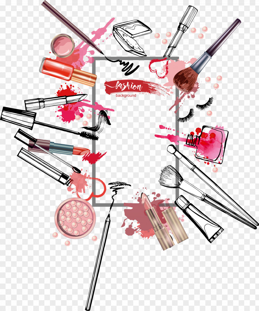 Watercolor Ink Color Cosmetics Creative Rouge Lipstick Illustration PNG