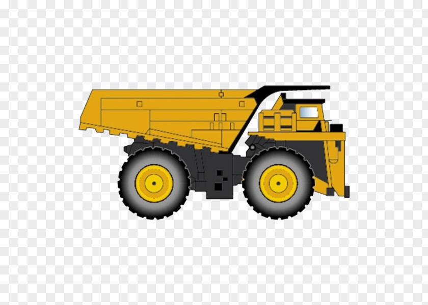 Yellow Tipping Bucket Dump Truck Heavy Equipment Dumper PNG