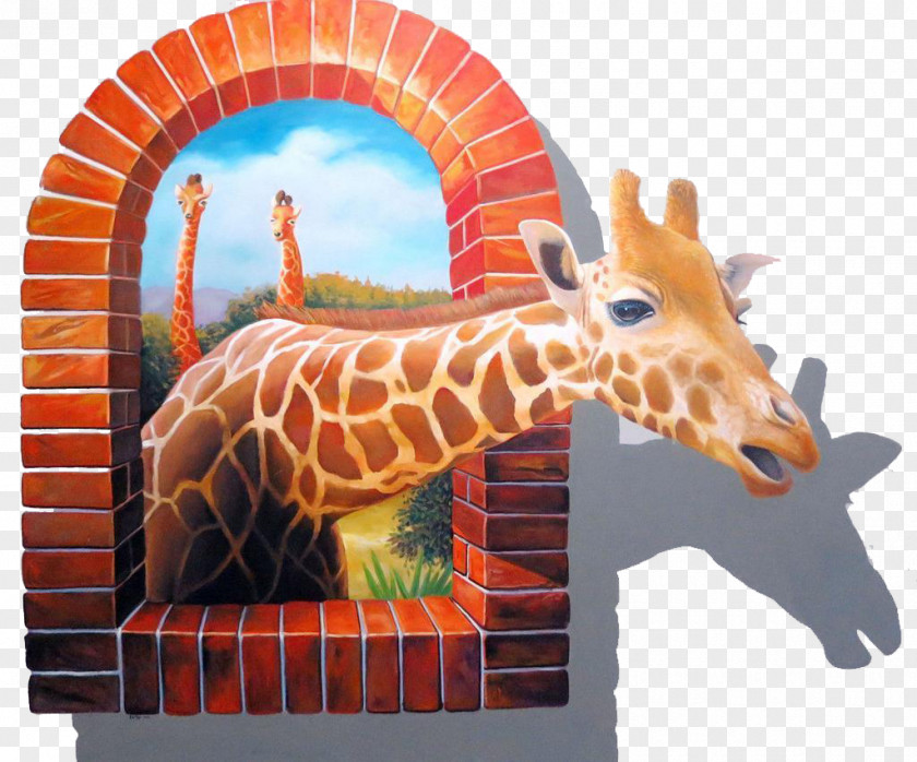 Broken Windows Out Of The Giraffe Wall Decal Mural Painting Sticker PNG