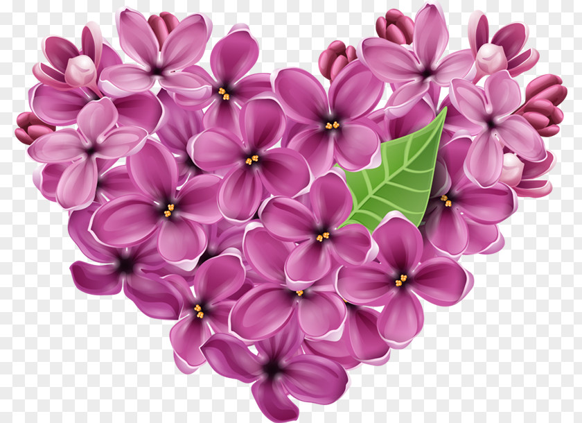 Heart Lilac Flower Valentines Day Clip Art PNG
