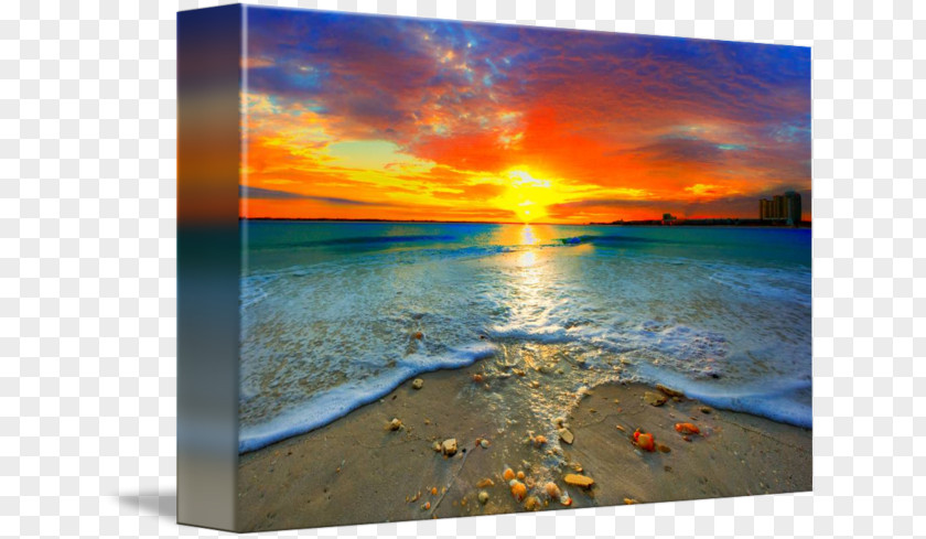 Sunset Ocean Painting Canvas Art Gallery Wrap Sea PNG