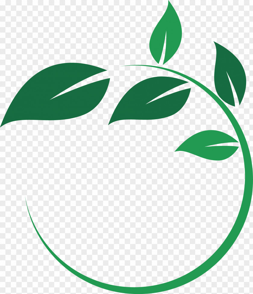 Circle Main Street Wellness Studio Leaf Plant Stem Logo PNG