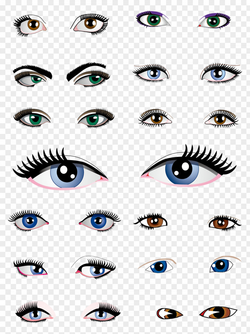 Vector Hand-painted Beautiful Eyes Cosmetics Download Clip Art PNG