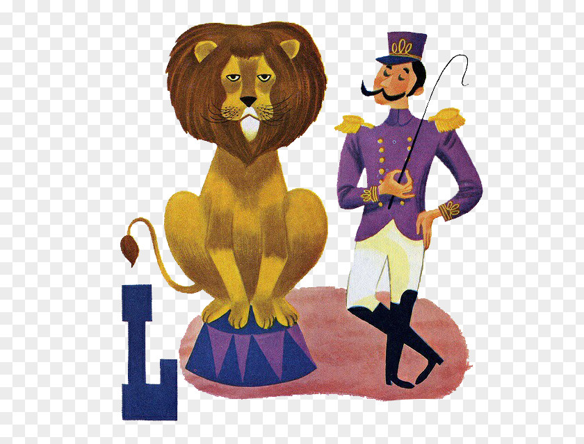 Circus Lion And Trainer Illustration PNG