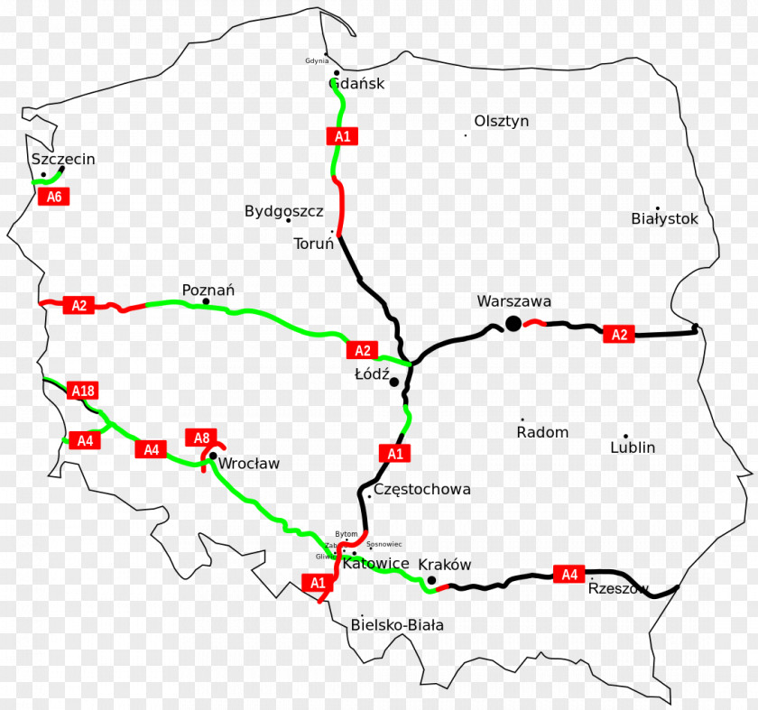 Map Poland Controlled-access Highway Road Autobahn PNG