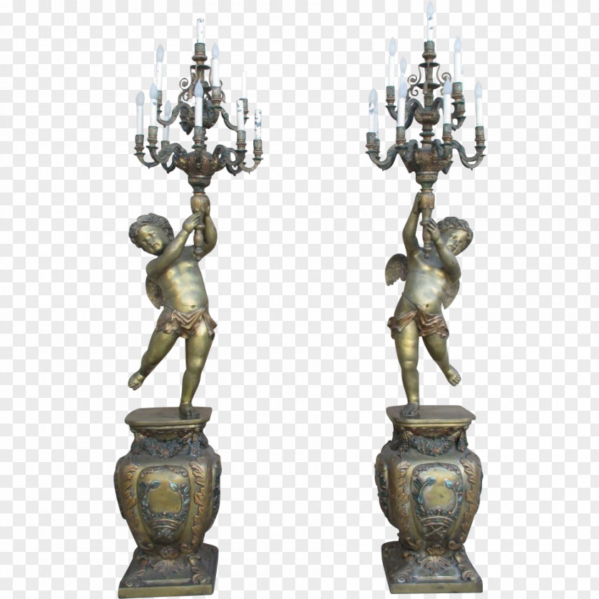 Brass Bronze Sculpture Antique Chandelier PNG