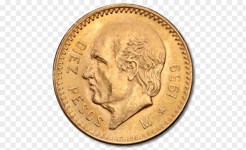 Coin Dime Mexican Peso Mexico Gold PNG
