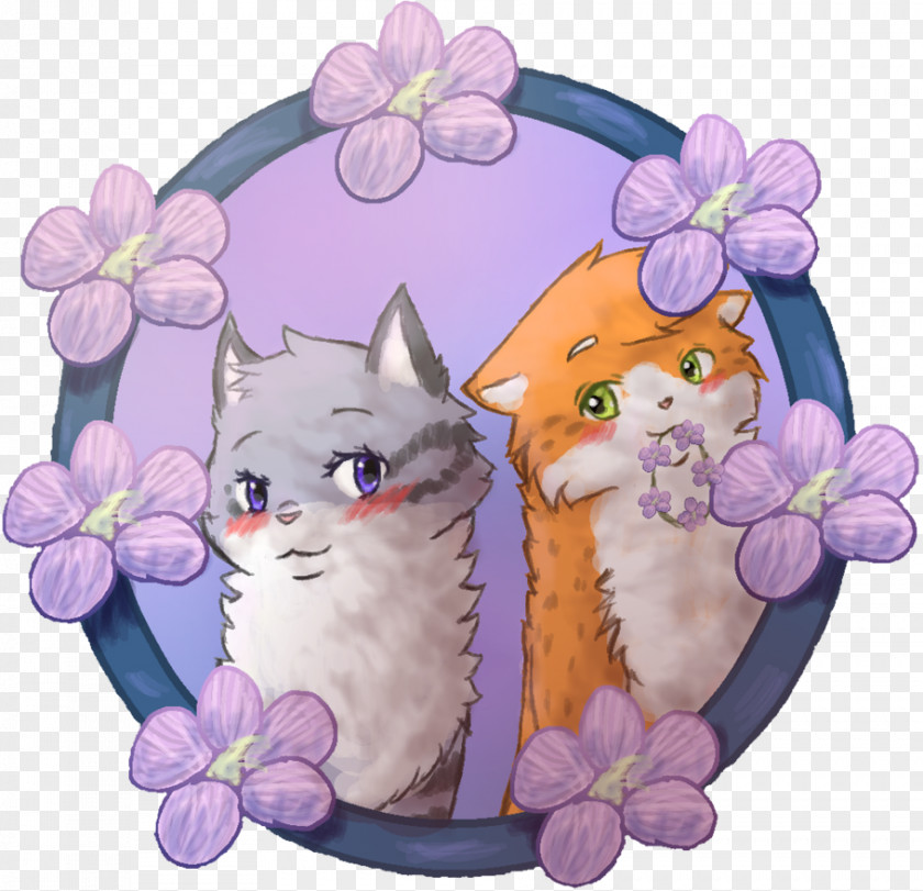 Silver Flower Kitten Whiskers Floral Design Paw PNG
