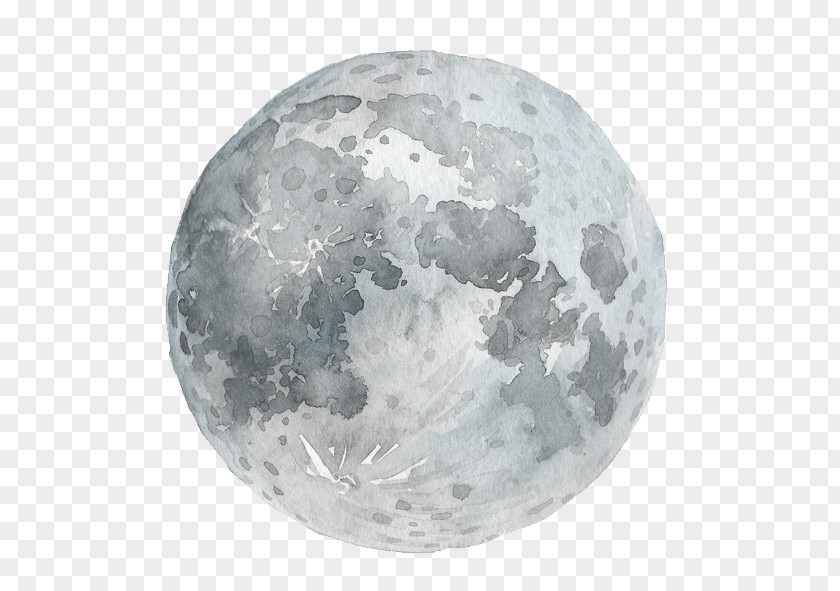 Moon Watercolor Painting Full Photography PNG