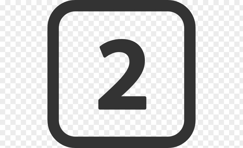Numbers 2 Icon Black & White Download Button PNG
