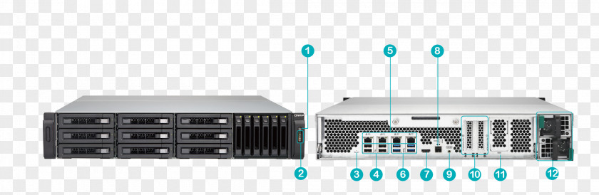 Qnap TVS-EC1580MU-SAS-RP R2 Nas Rack Ethernet Lan Black TVS-EC1580MU-SAS-RP-8GE-R2/36TB-G Network Storage Systems Serial Attached SCSI Data PNG