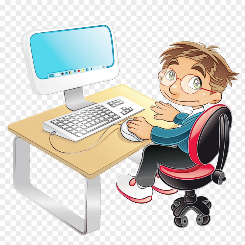 Technology Office Equipment Cartoon Personal Computer Desk Output Device Clip Art PNG