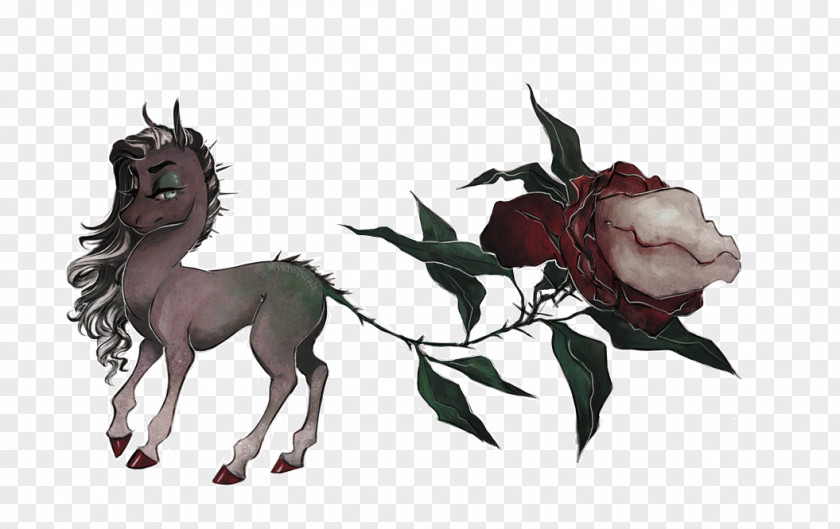 Wilted Rose Horse Drawing Cartoon Pack Animal PNG
