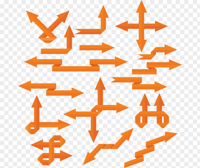 16 Of The Direction Arrow Orange Paper Icon PNG