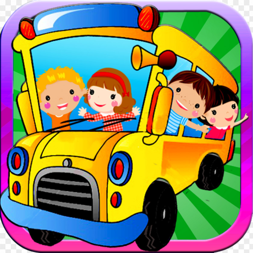 Cartoon School Bus Rhyme App Store The Wheels On PNG