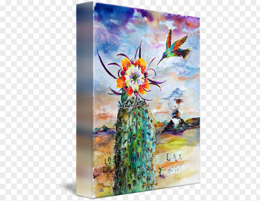 Flower Cactus Watercolor Painting Canvas Print Still Life PNG