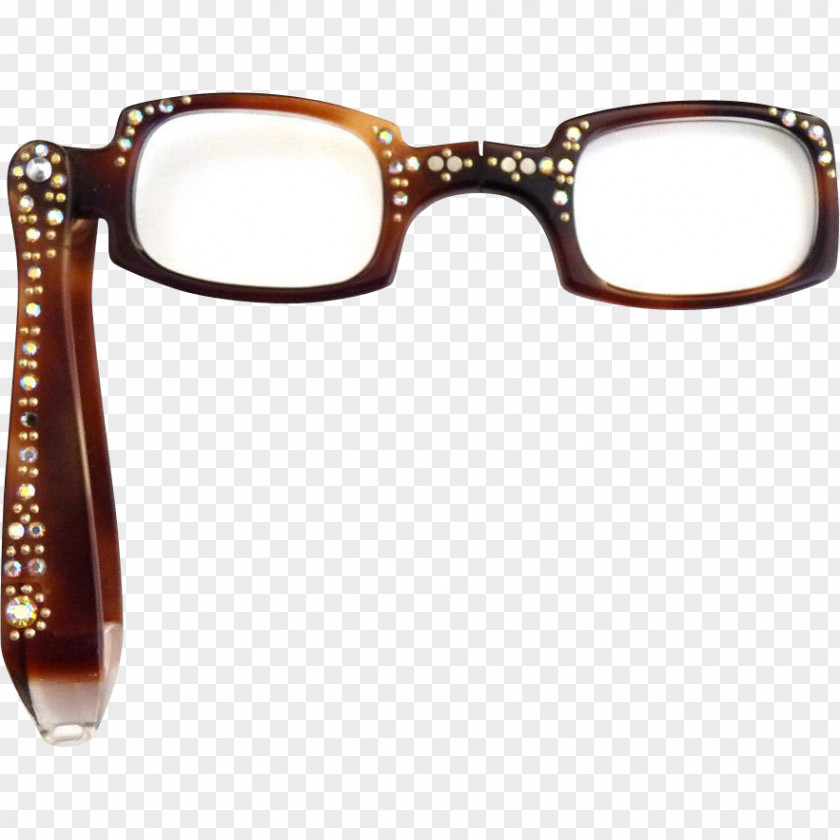 Brown Frame Glasses Goggles Pince-nez Bling-bling Imitation Gemstones & Rhinestones PNG