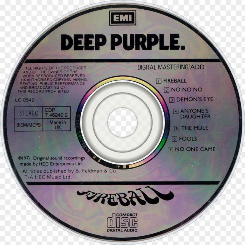 Fireball Compact Disc Deep Purple Gillan No PNG