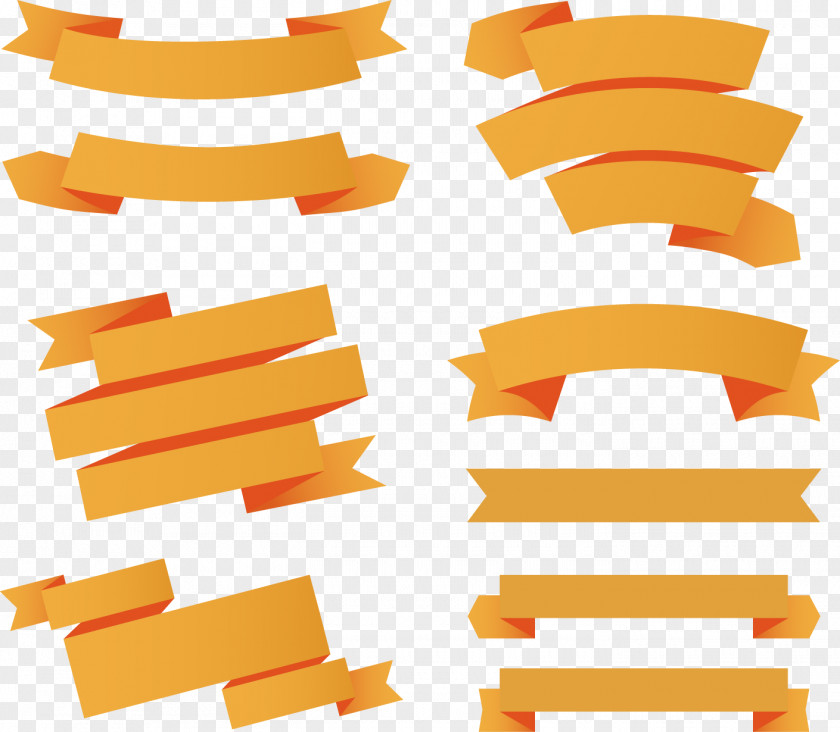 9 Orange Ribbon Banner Vector Material Paper Web Euclidean PNG