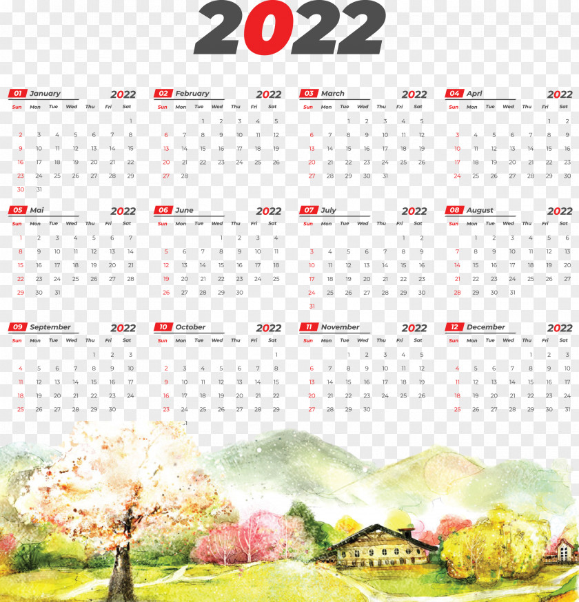 2022 Yeary Calendar 2022 Calendar PNG