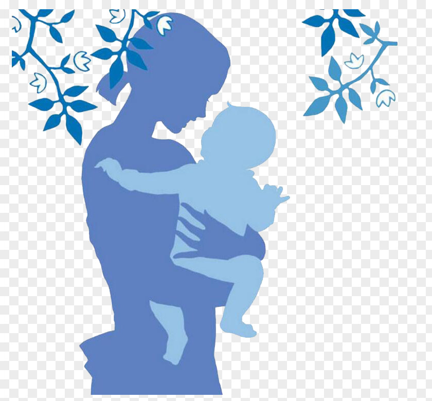 Mother And Child Silhouette Cartoon Illustration PNG