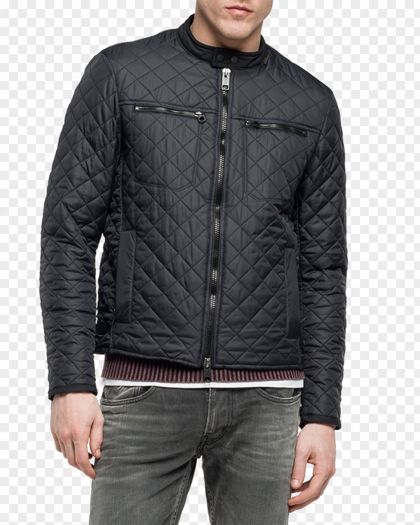 Quilted Leather Jacket Replay Mens Jeans Coat PNG