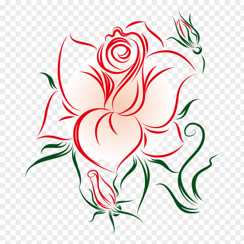 Vector Romantic Rose Lines Flower Euclidean Love PNG