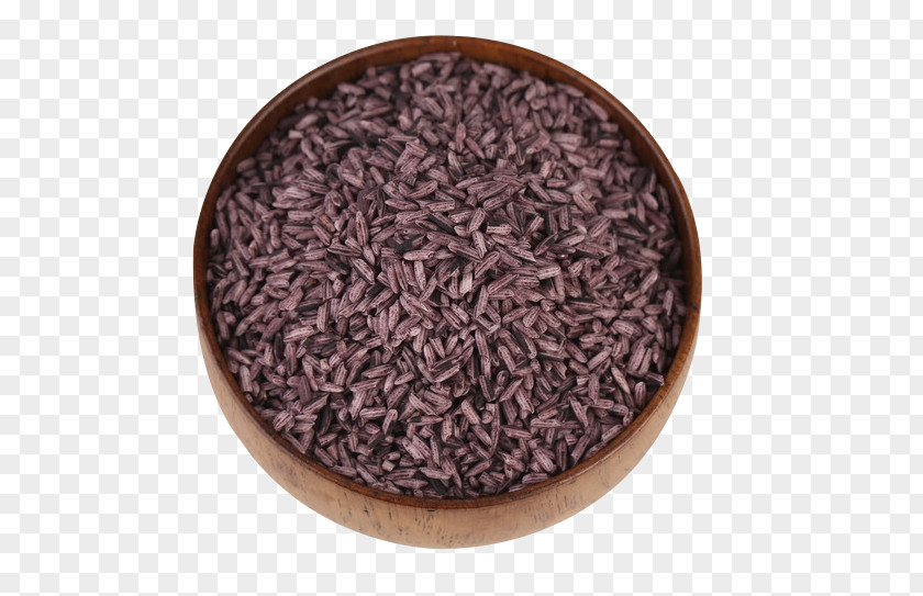 Wooden Bowl Purple Rice Grains Cooked PNG