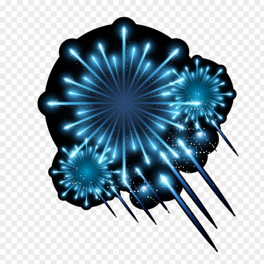 Blue Fireworks Vector Elements Firecracker Wallpaper PNG
