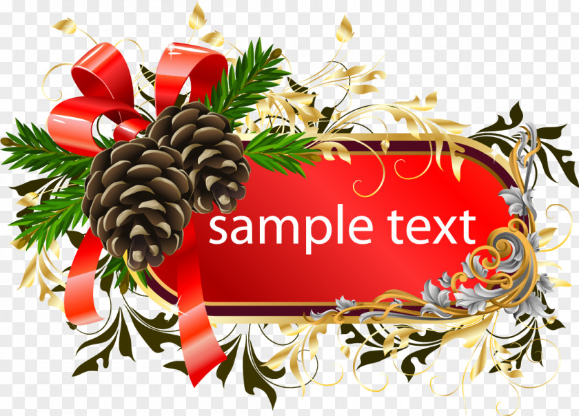 Vector Christmas Pine Cones Tag Euclidean Conifer Cone PNG