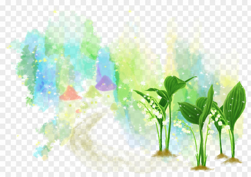 Green Dream Creative Watercolor Painting Plant Illustration PNG