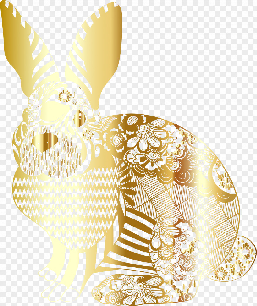 Gold Flower Easter Bunny Rabbit Desktop Wallpaper Clip Art PNG