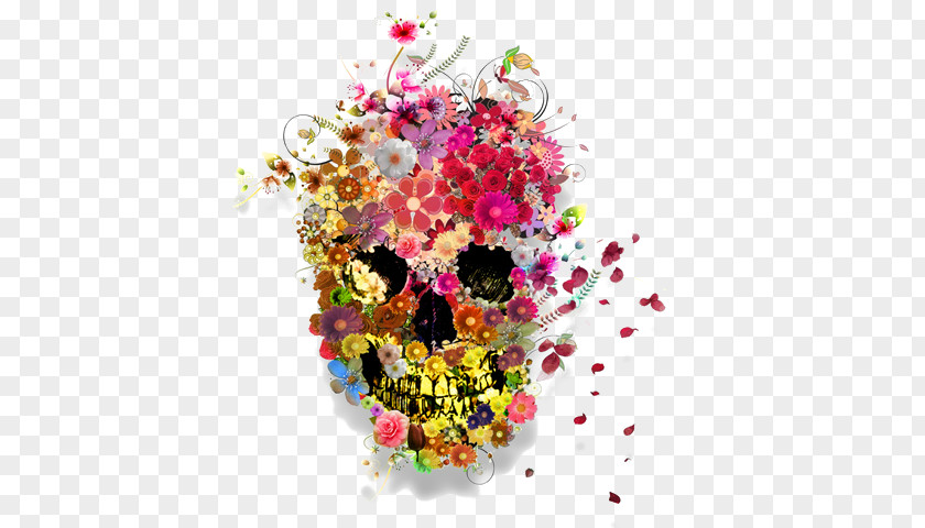 Skull Human Symbolism Flower Butterfly PNG