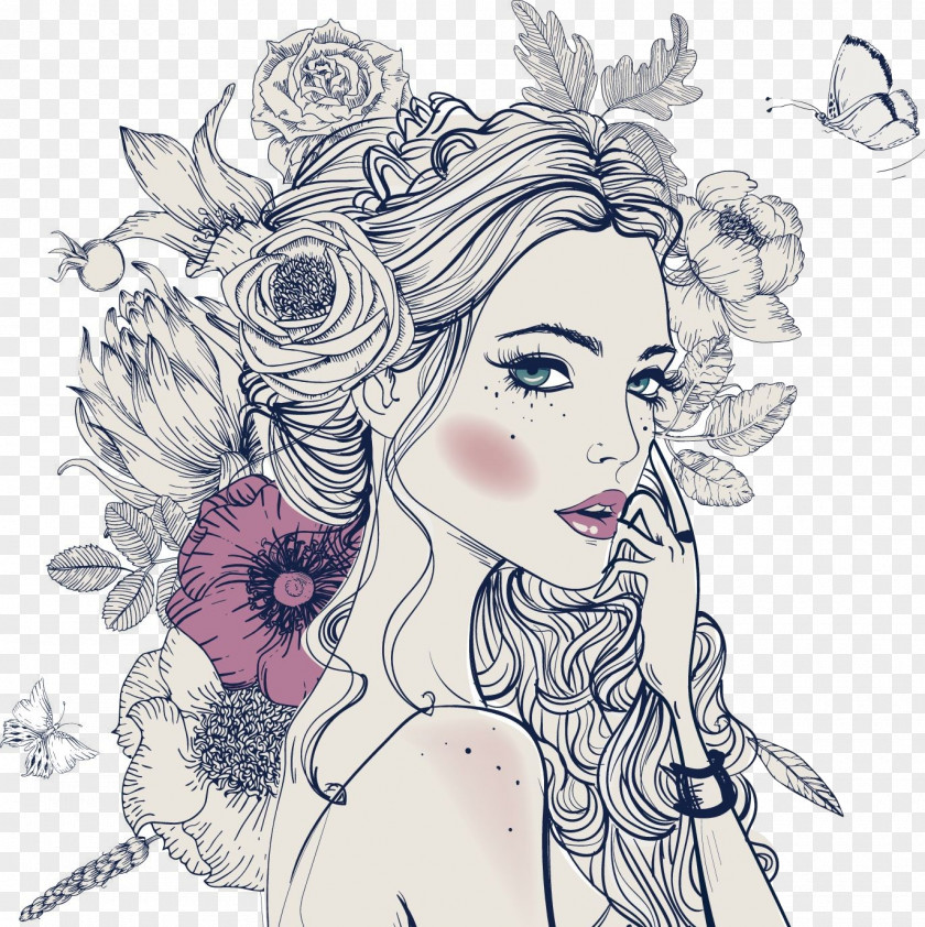 Woman Flower Portrait Stock Photography Royalty-free PNG