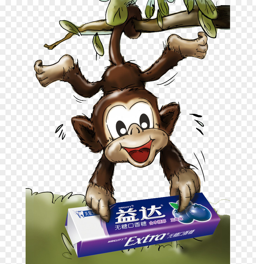 Fool 's Day Cute Monkey Spoof Chewing Gum Extra Xylitol Doublemint PNG