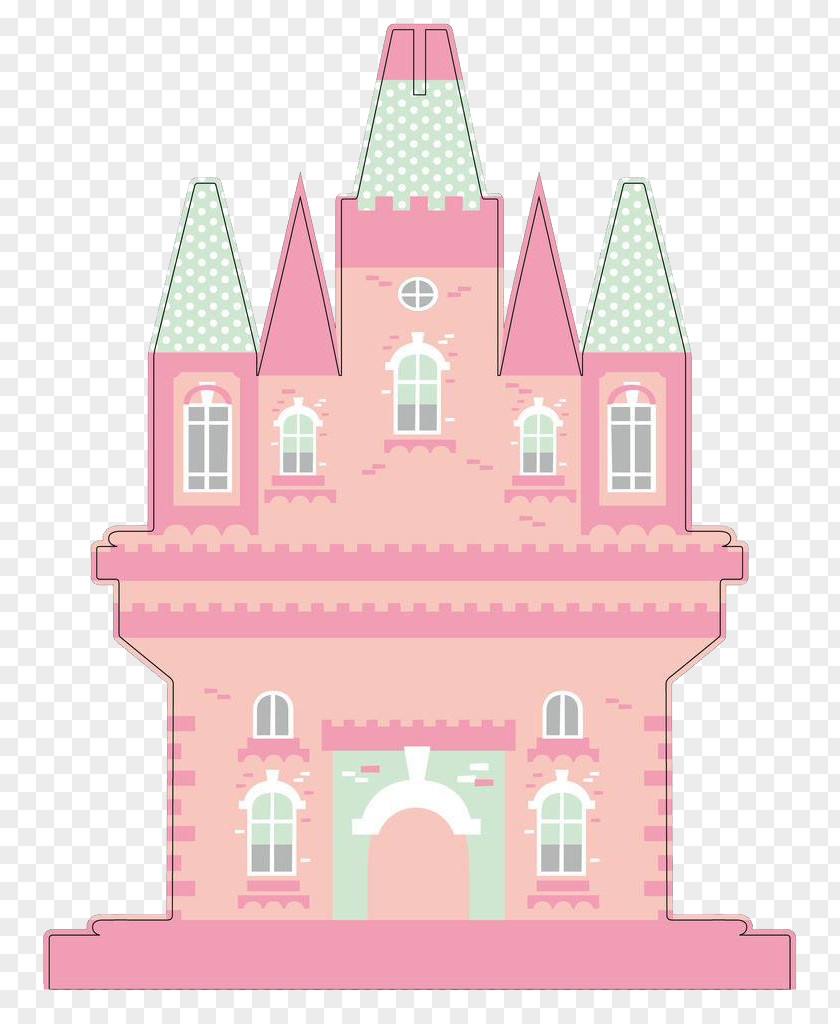 Pink Cartoon Disney Castle PNG