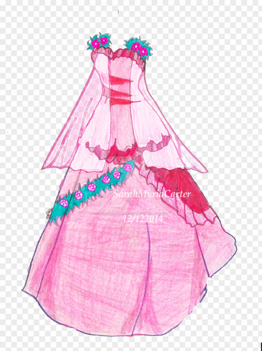 Pink Wedding Dress Gown Art PNG