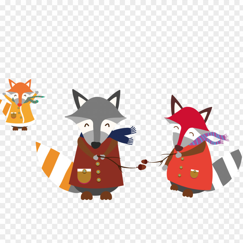 Cute Cartoon Fox Winter Illustration PNG