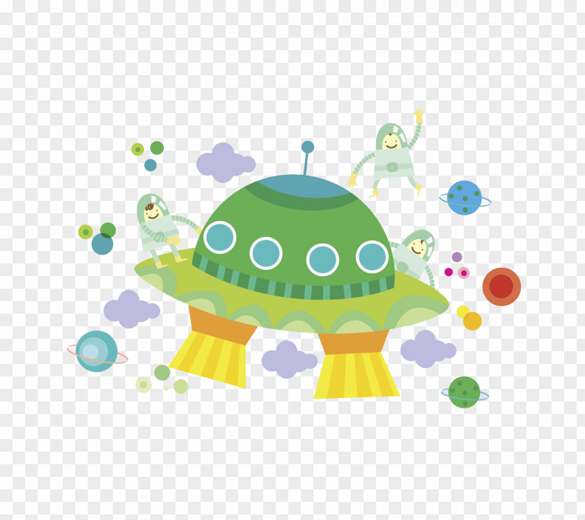 Hand Painted UFO Cartoon Unidentified Flying Object PNG