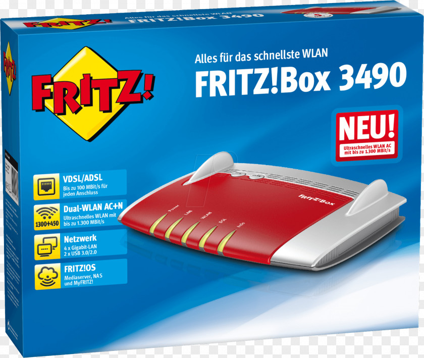 AVM Fritz!Box 3490 GmbH Router Digital Subscriber Line PNG