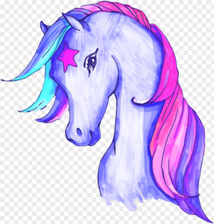 Collage Drawing Unicorn Art Wallpaper PNG