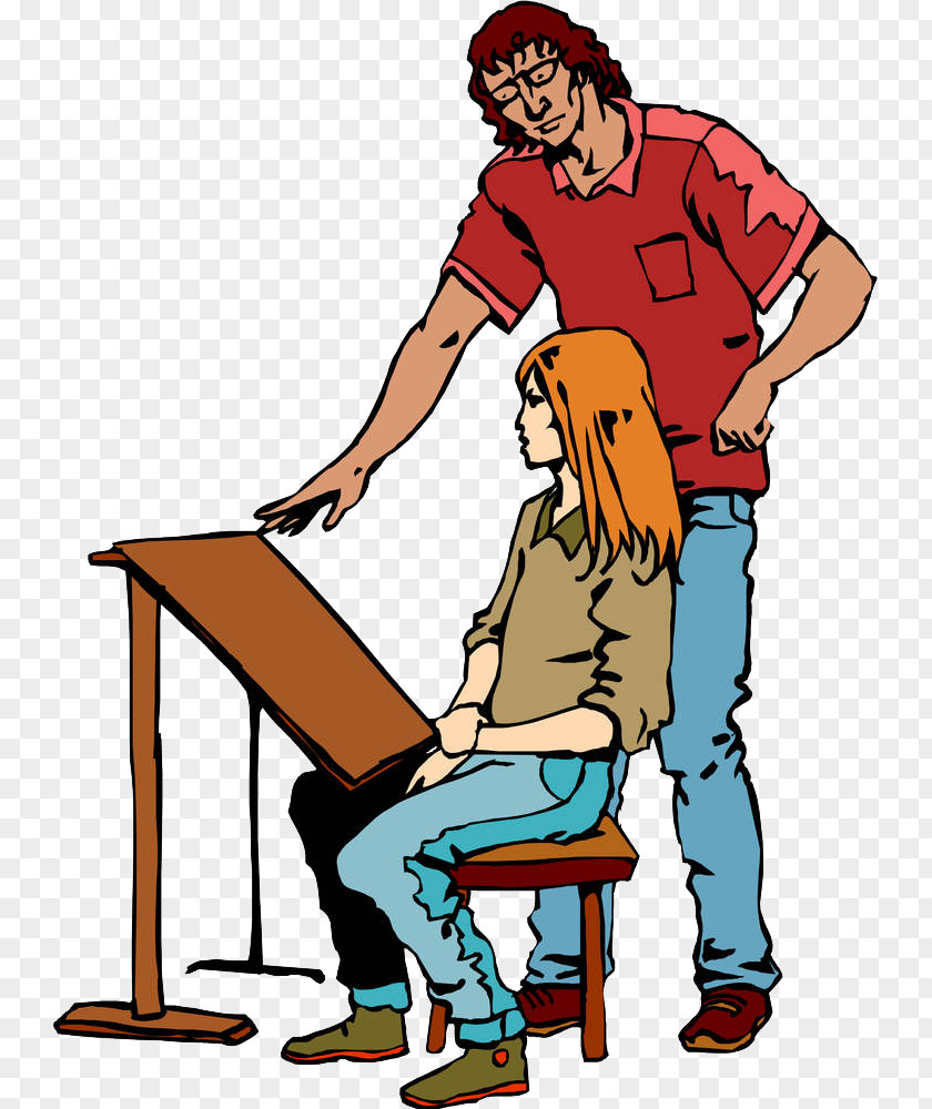 Guide Students In Painting Student Teacher Clip Art PNG