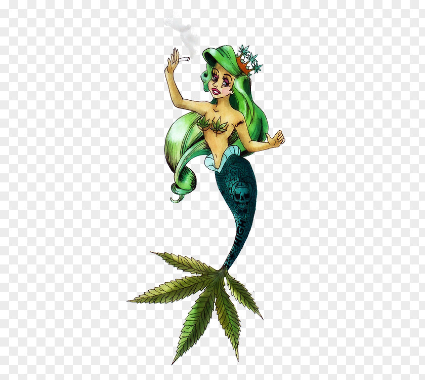 Cannabis Ariel Smoking Tattoo PNG
