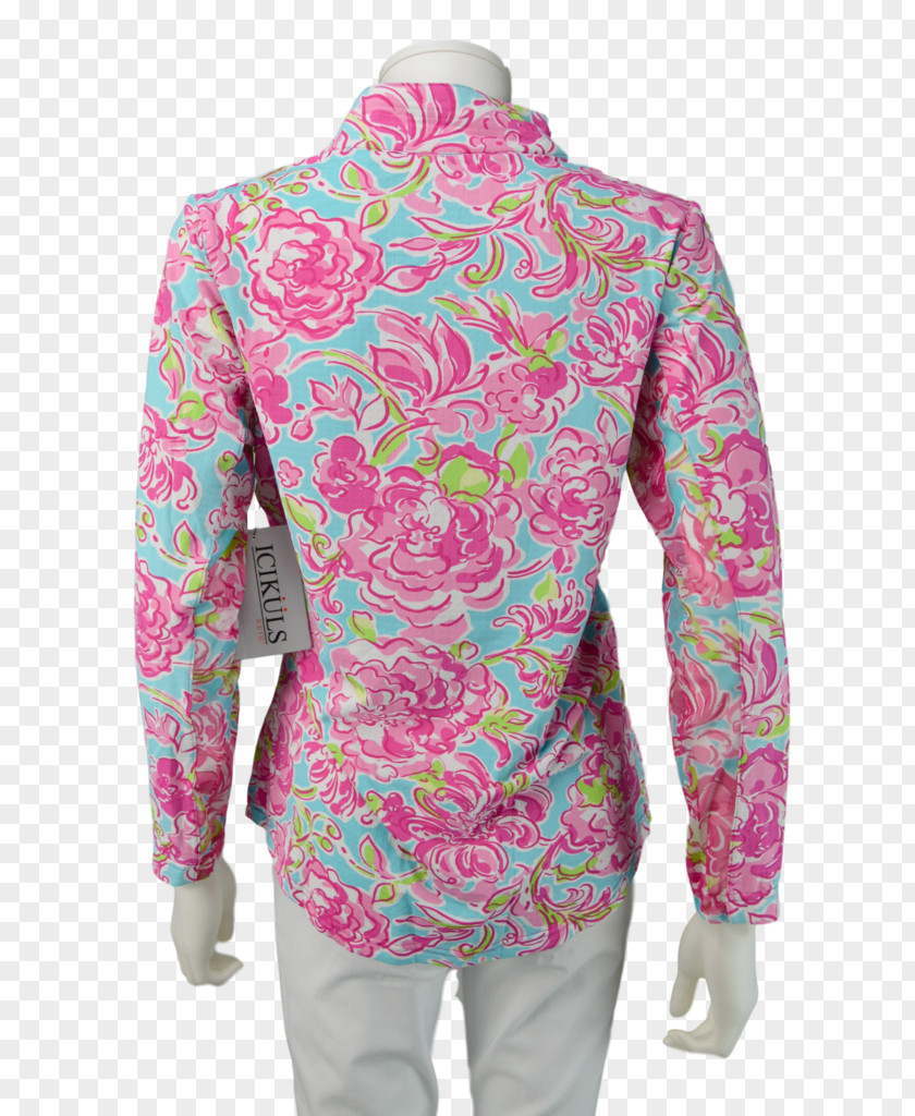 Jacket Sleeve Paisley Button Blouse PNG