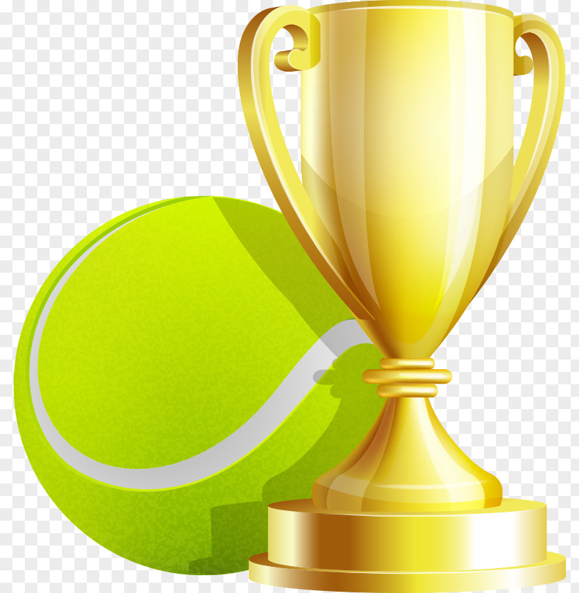 Vector Trophy And Tennis Ball Cup PNG