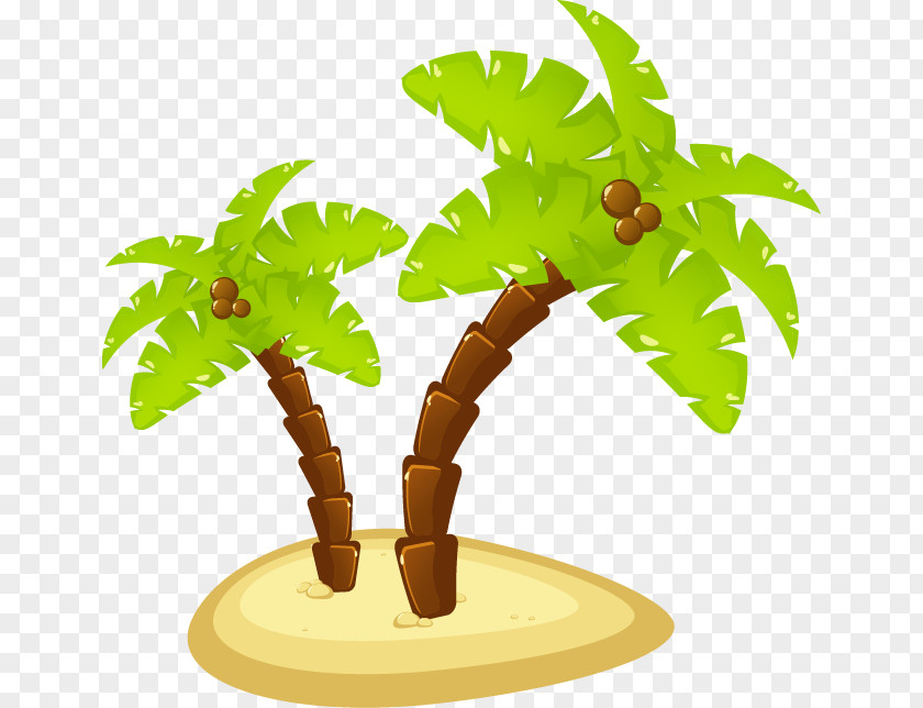 Painted Green Coconut Tree Pattern Summer Euclidean Vector Icon PNG