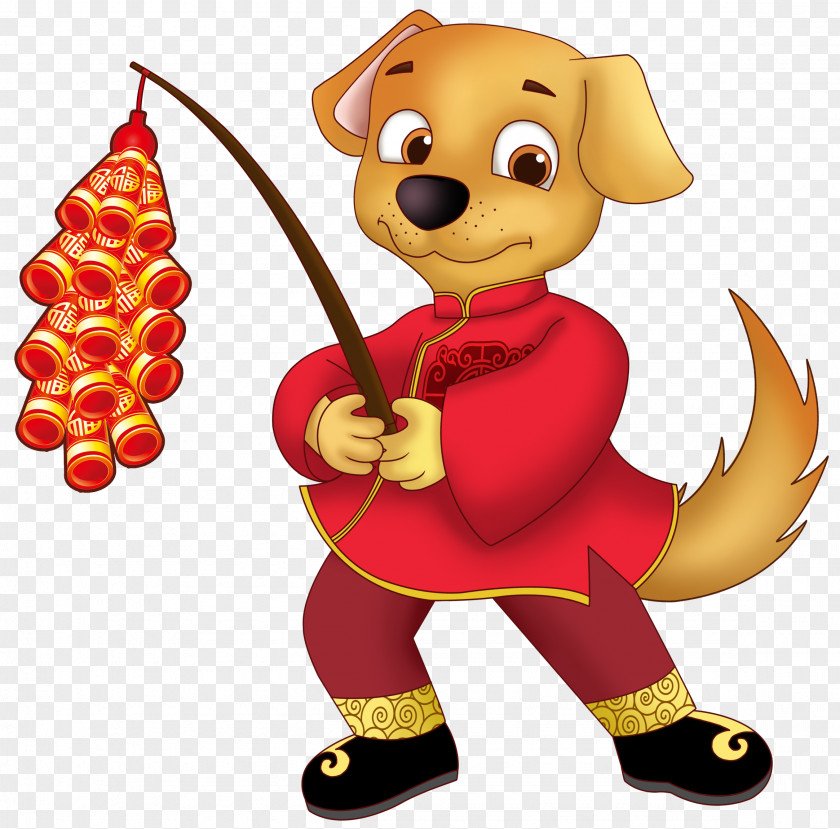 A Firecracker Dog Chinese New Year Papercutting Paper Cutting PNG