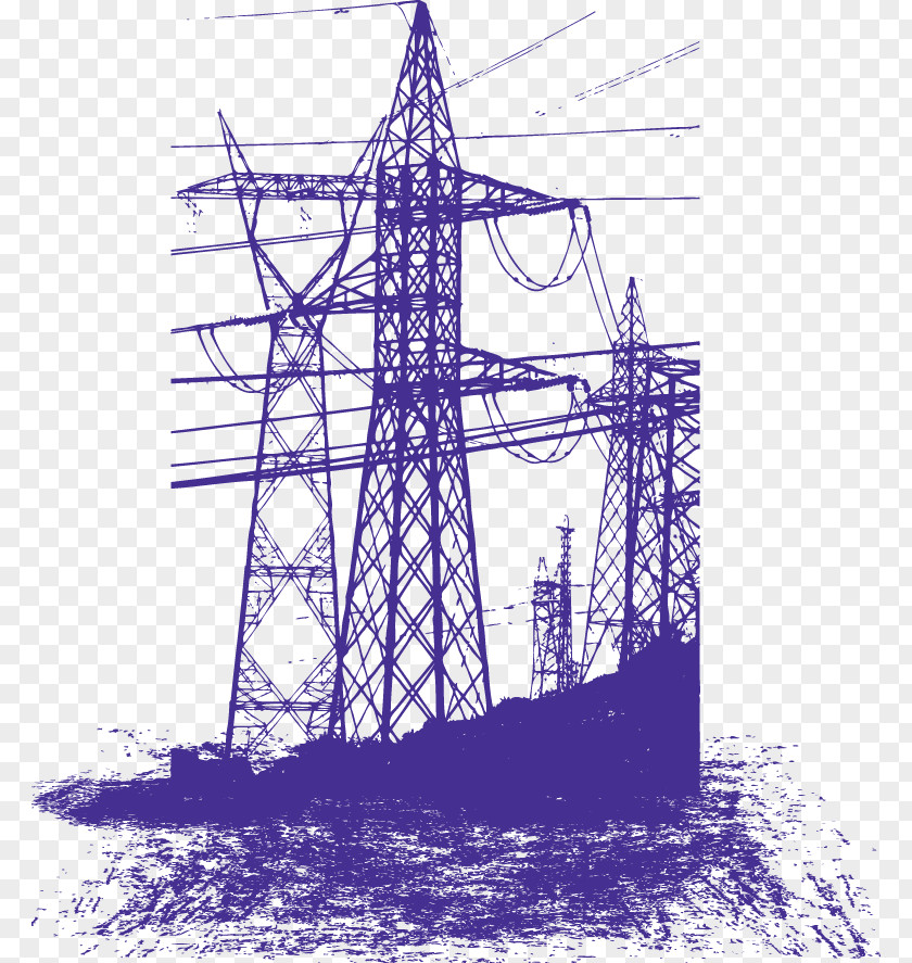 Vector High Voltage Pole Electricity Transmission Tower Euclidean PNG